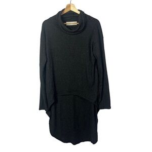 Vintage Havana Dark Charcoal Gray Cowl Neck High Low Sweater L